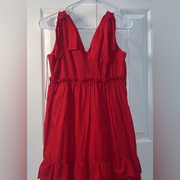 Zara Red Tiered Ruffled Maxi Dress for Wedding Guest - Picture 6 of 11
